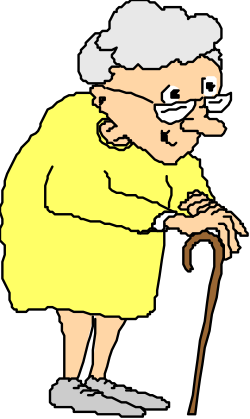Old Woman with Cane Clipart - Vintage Style Illustration
