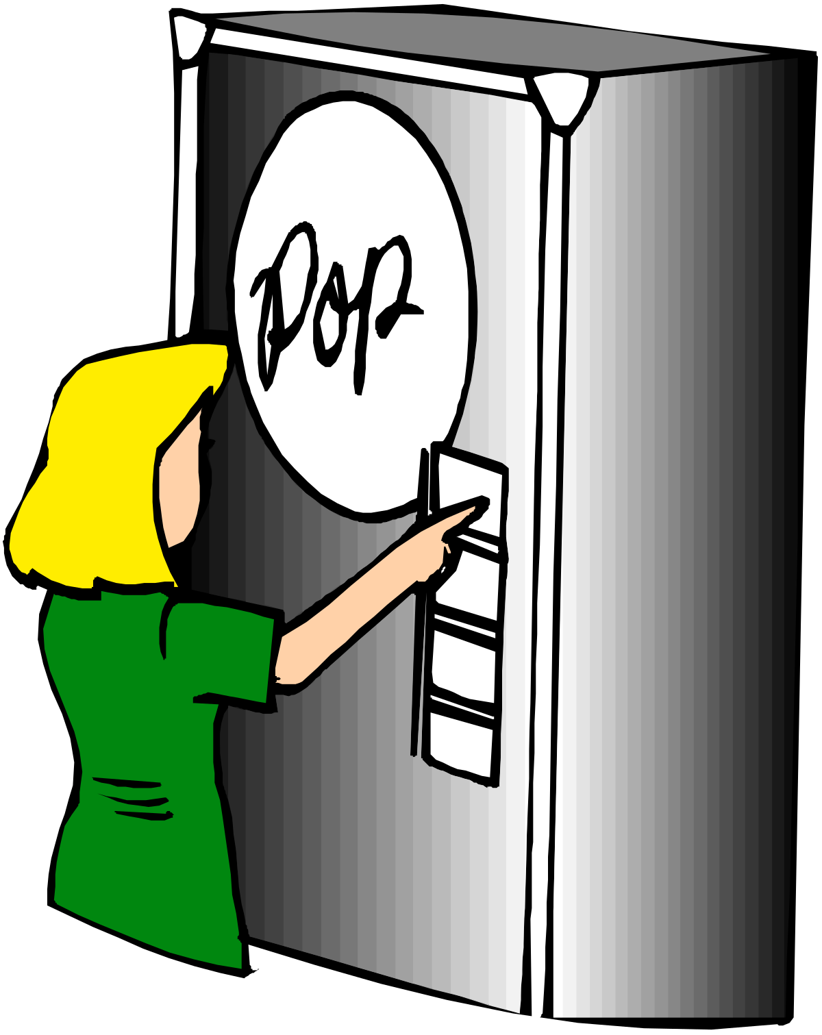 Refrigerator Door Open Woman Clipart - Fresh Food Scene