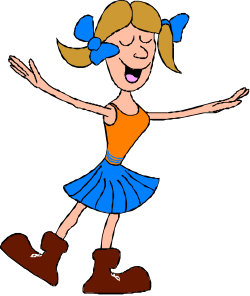 Girl in Blue Skirt and Orange Top Clipart for Vibrant Designs
