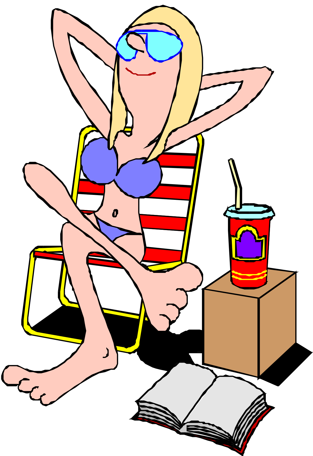 Bikini Woman Sitting on Chair - Tropical Summer Clipart