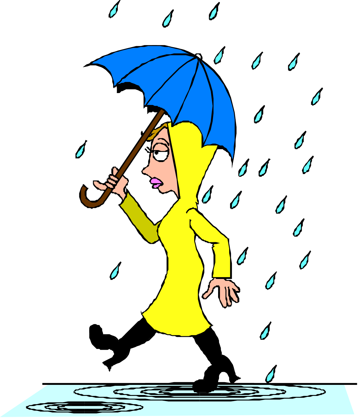 a woman in a yellow raincoat holding an umbrella clip art png transparent Woman in Yellow Raincoat Holding Umbrella Clipart for All Occasions