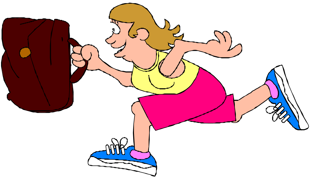 Woman Running with Bag Clipart - Dynamic and Energetic Illustration