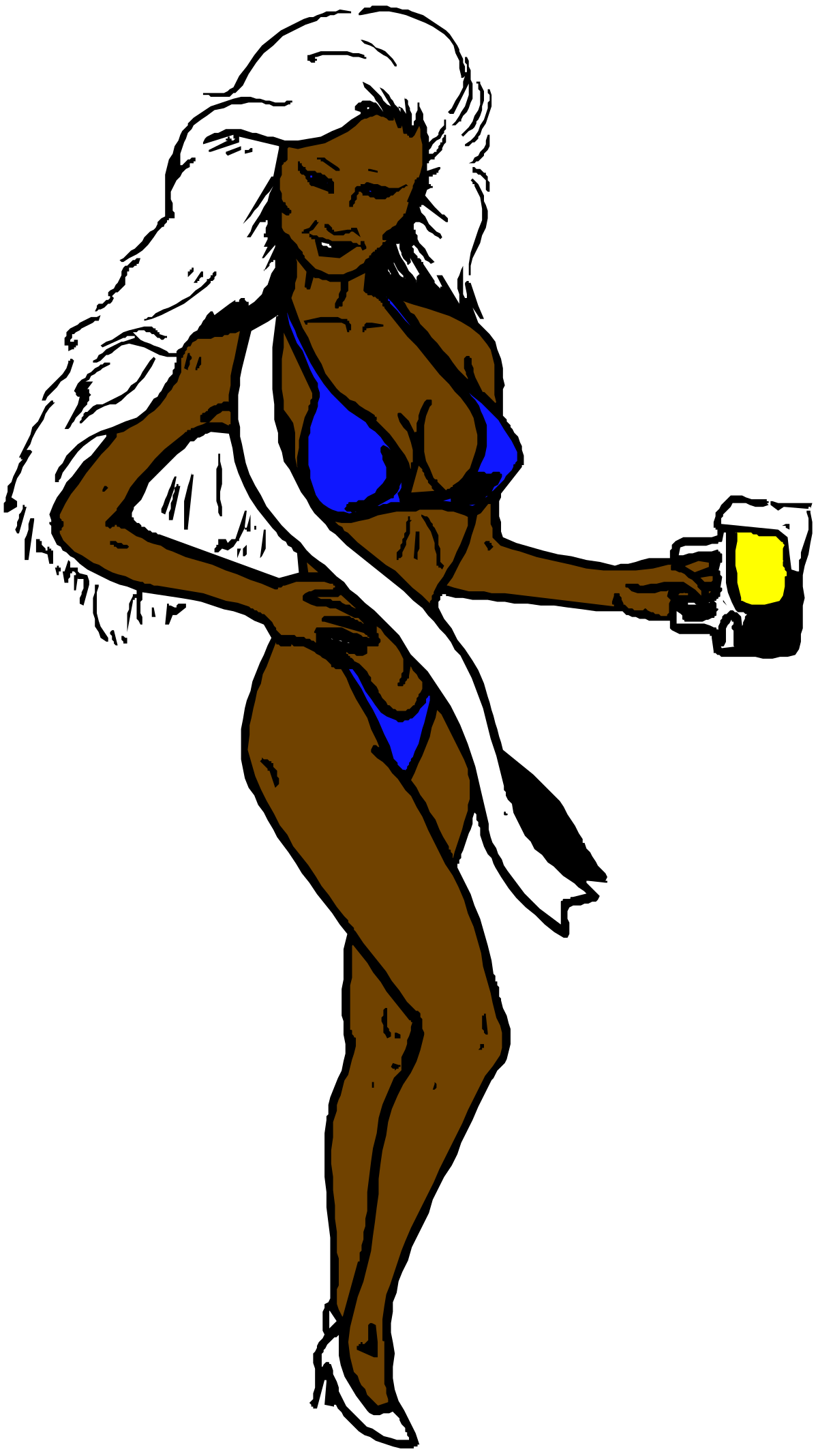 Woman in Bikini Holding Tennis Ball Clipart