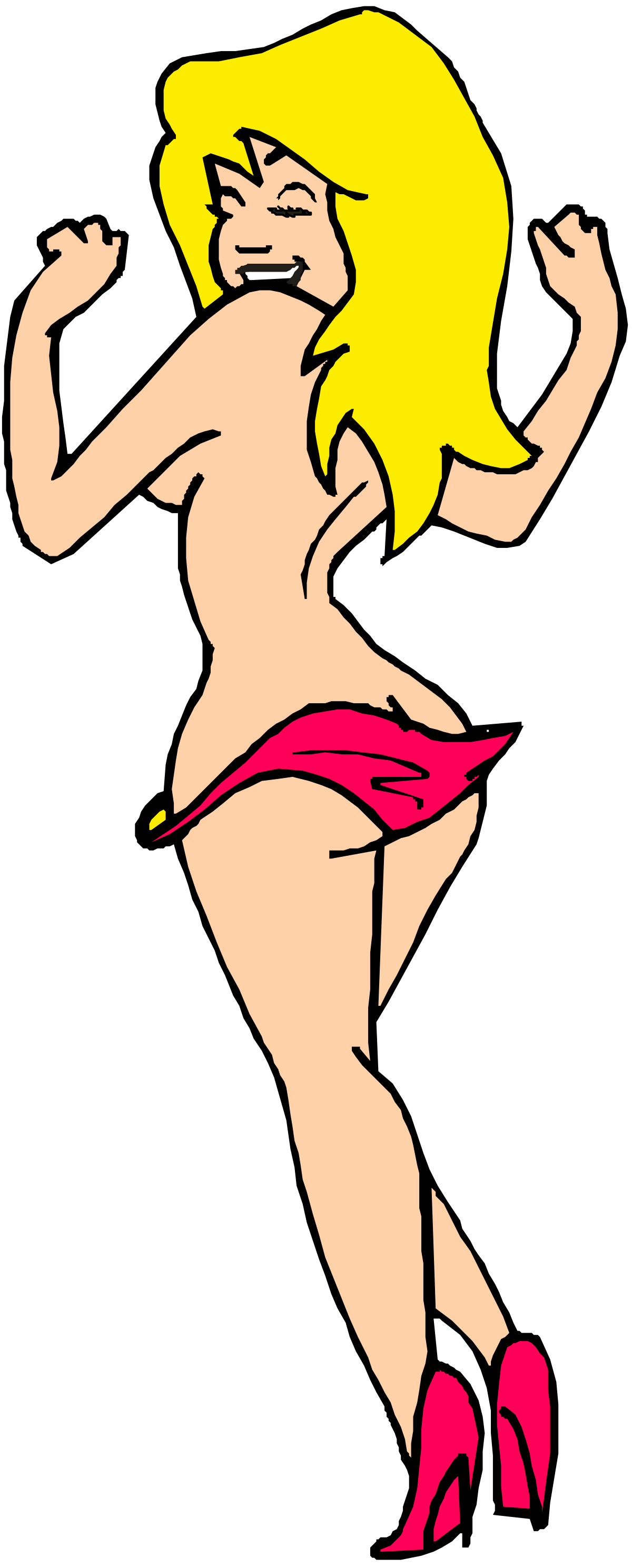 Cartoon Woman in Red Skirt Clipart for Creative Projects