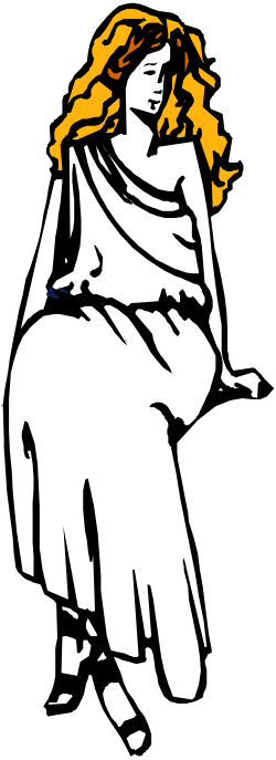 Greek Woman Sitting on Chair with Flowing Hair Clipart
