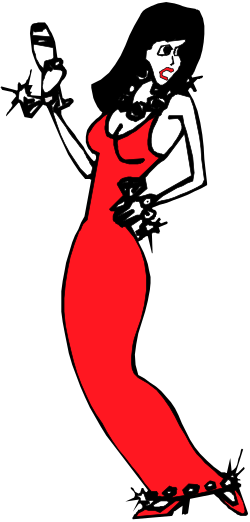 Woman in Red Dress Holding Wine Glass - Elegant Clipart Collection