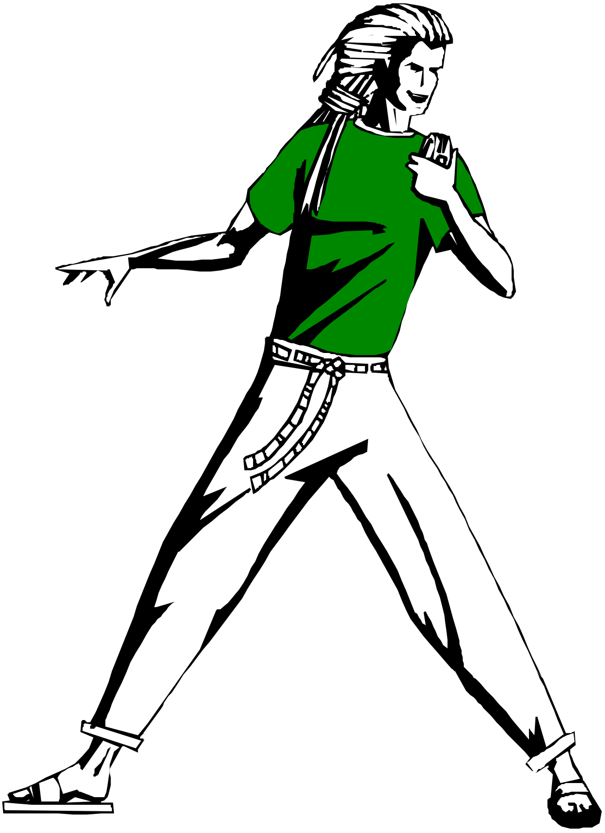 Dancing Woman Clipart in Green and White - Vibrant SVG Illustrations