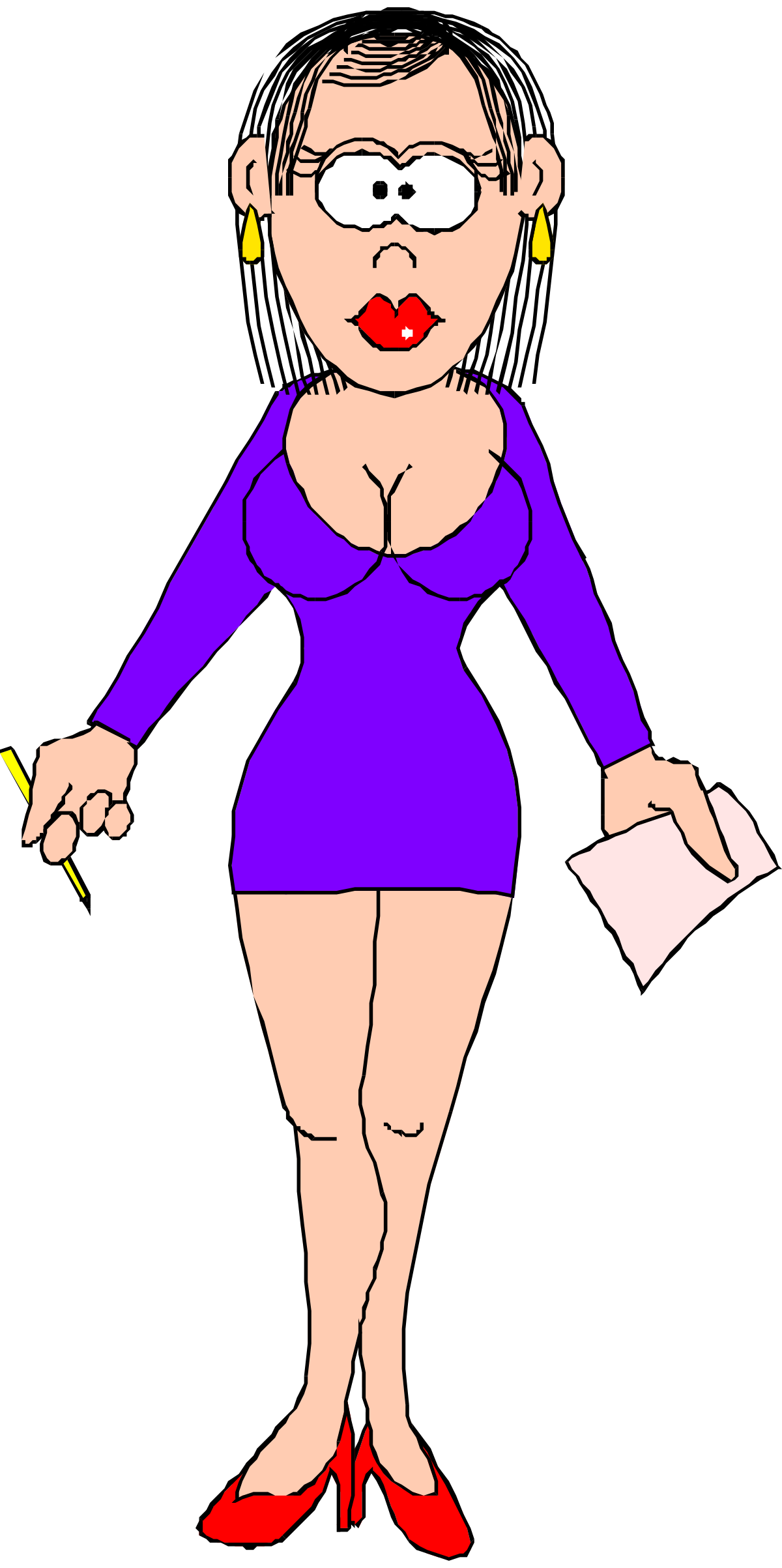 Purple Dress Woman Clipart with Red Shoes - Stunning Visuals for Your Projects