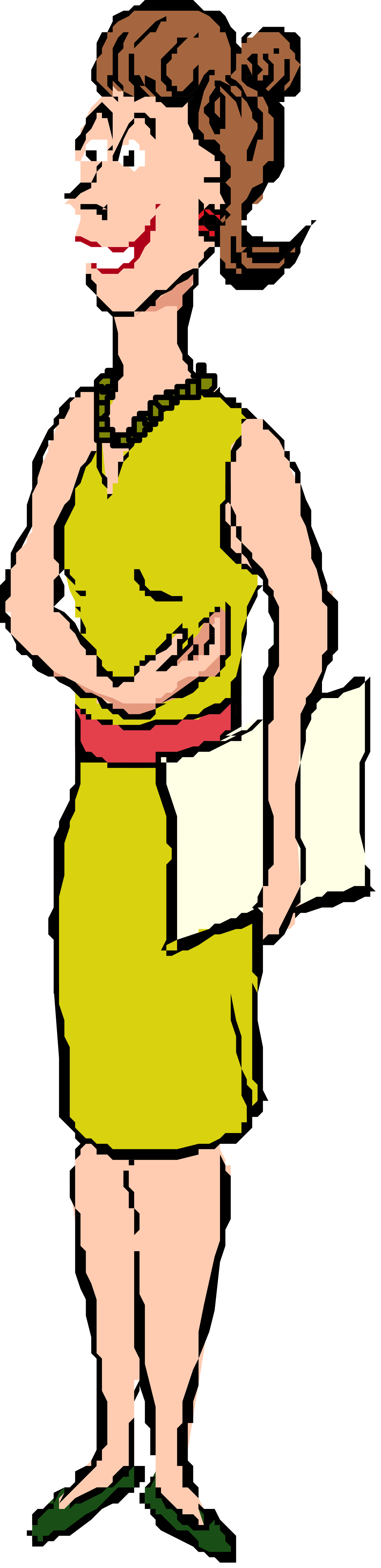 Woman in Green Dress Holding Book - Elegant Clipart