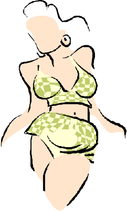 Bikini Clipart: Stylish Woman with Green Pattern Design