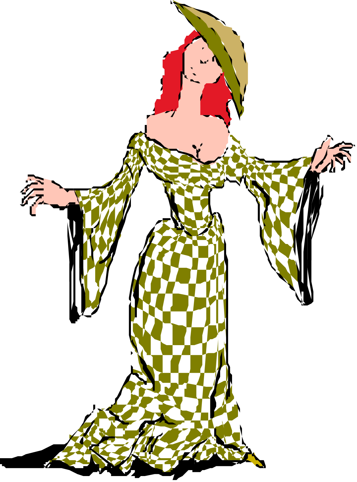 a woman in a green dress and hat clip art png transparent Woman in Green Dress and Hat Clipart for Elegant Designs
