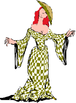 Woman in Green Dress and Hat Clipart for Elegant Designs