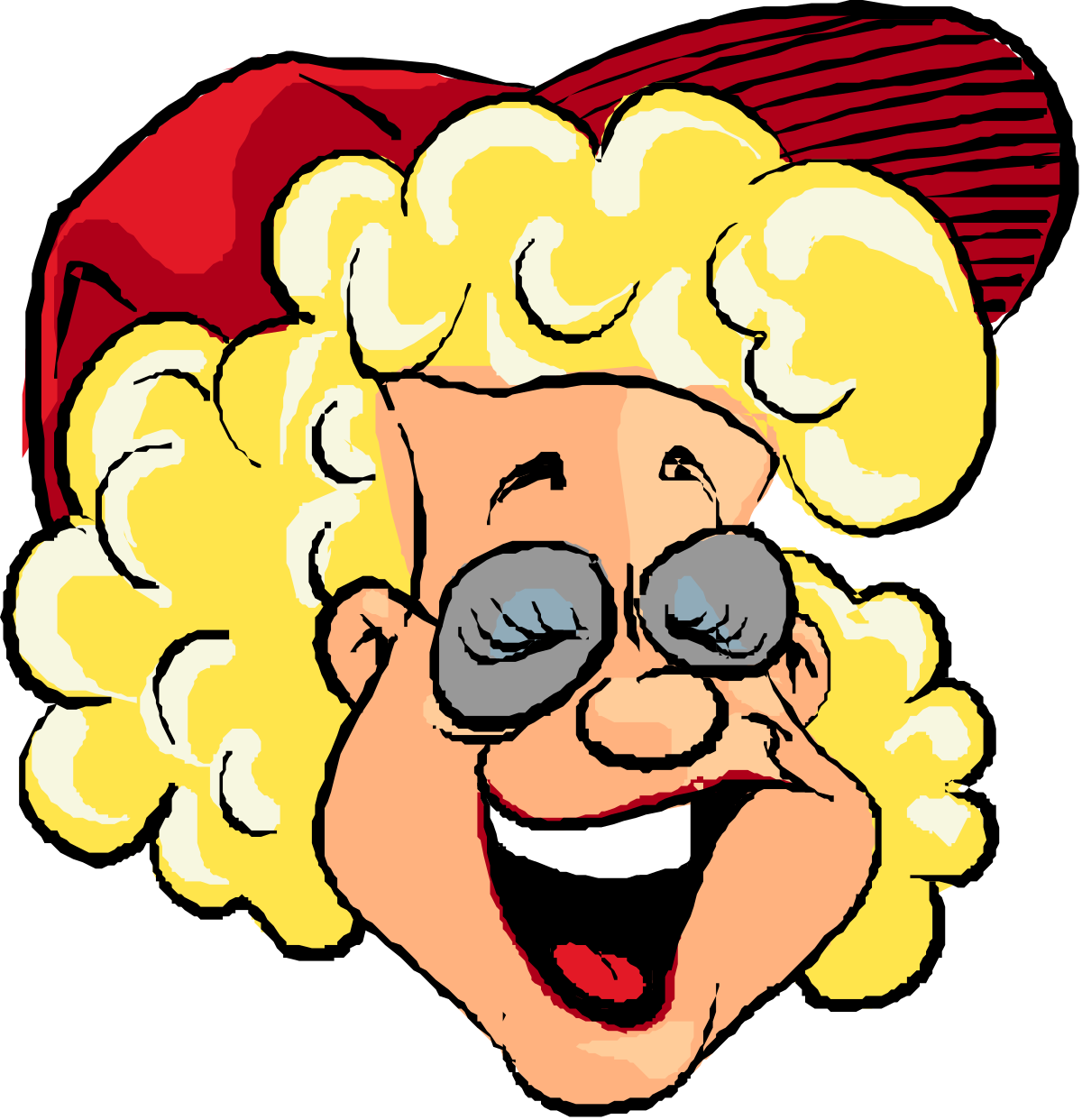 Cartoon Clown Clipart with Red Hat and Glasses