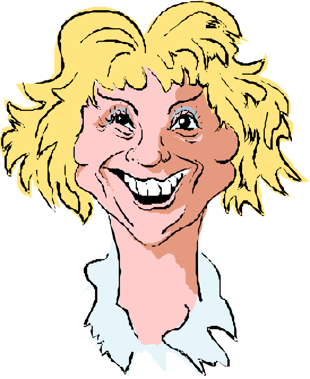 Smiling Woman Cartoon Clipart - Cheerful Character Illustration