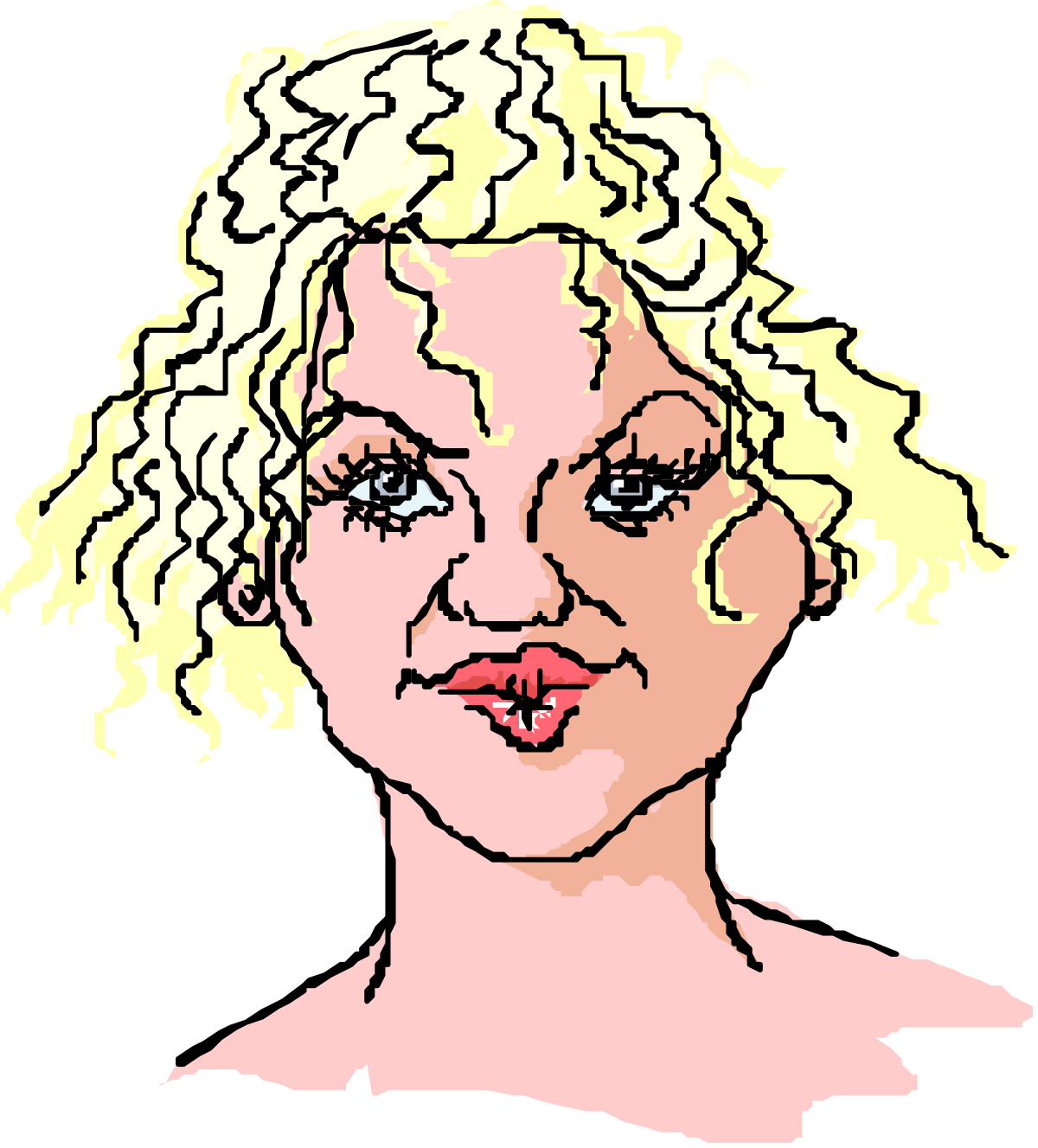 a drawing of a woman with blonde hair clip art png transparent Blonde Hair Woman Clipart - Vibrant Female Illustration