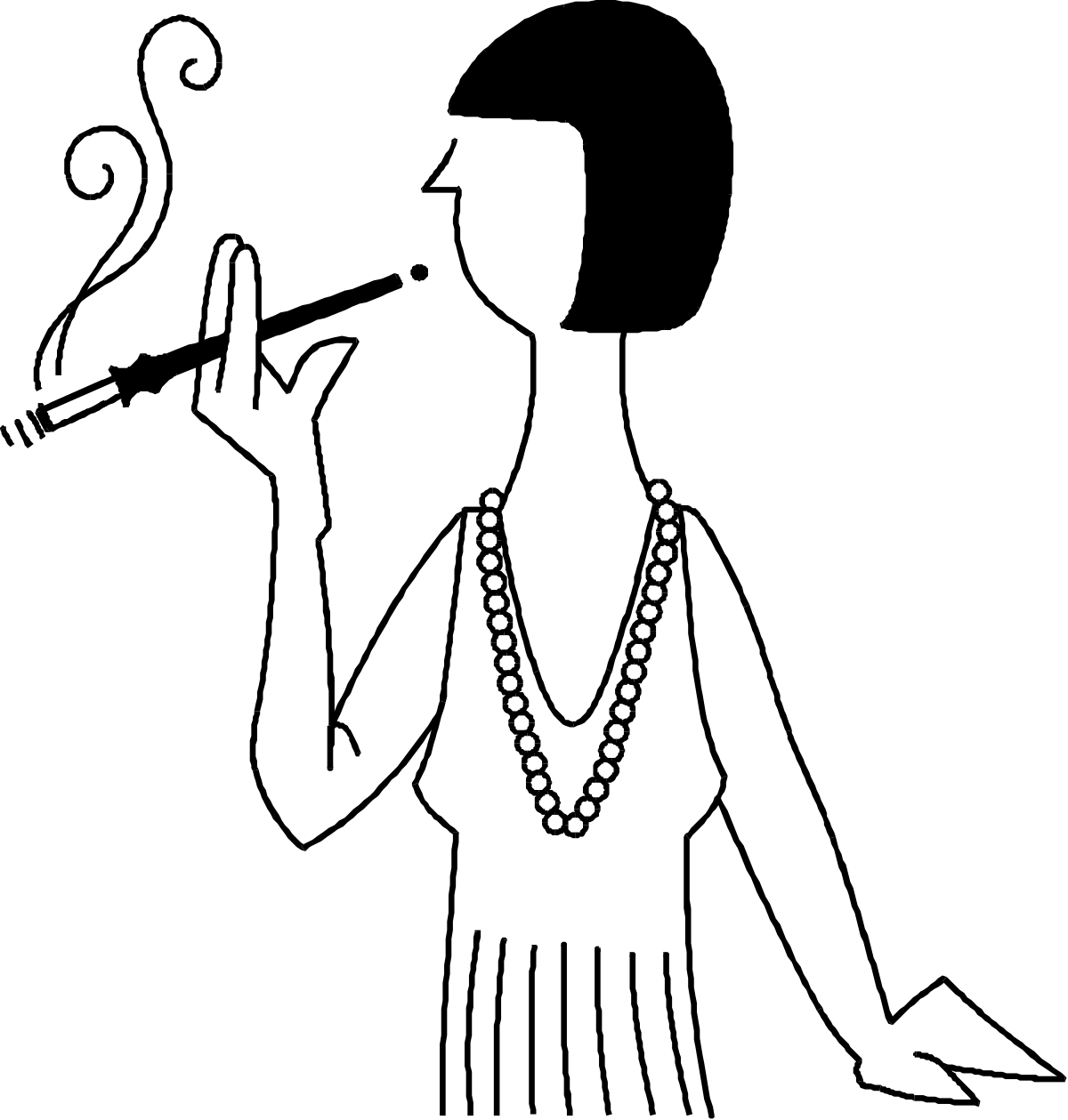 a woman smoking a cigarette clip art png transparent Woman Smoking Cigarette Clipart - Elegant and Stylish Illustration