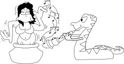 Black and White Clipart of Man and Woman Sitting on a Pot