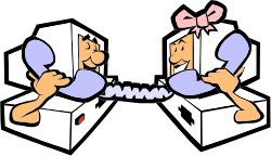 Two People in Boxes with a Baby Clipart for Family Themes
