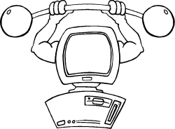 Robot with Computer Head Clipart - Whimsical and Fun Illustration