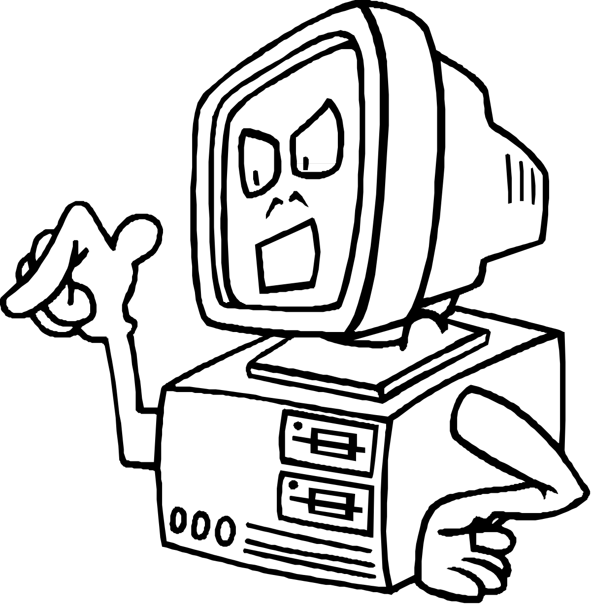 Robot with Computer Head Clipart: Futuristic Machine Design
