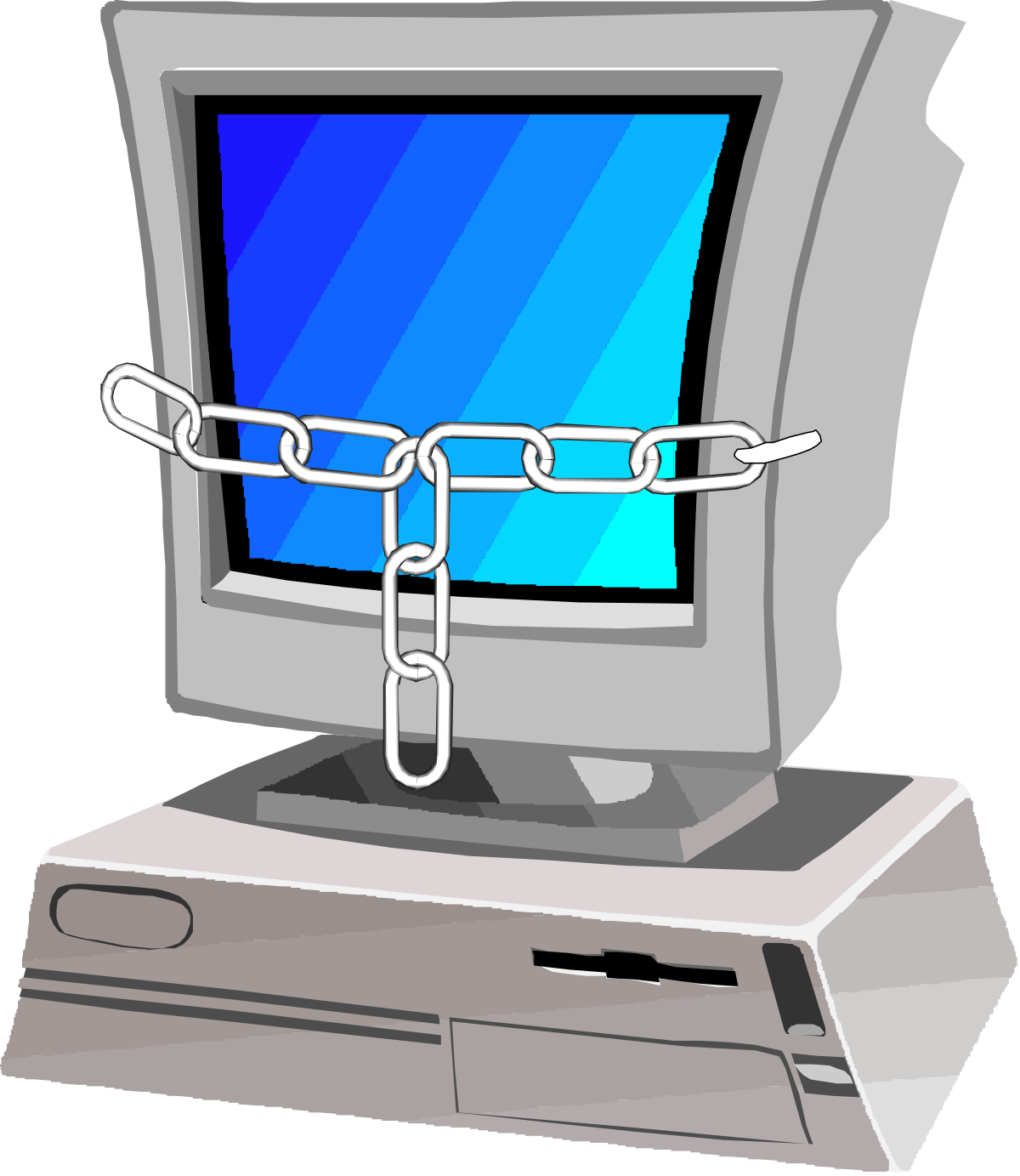 a computer with a chain on it clip art png transparent Computer with Chain Clipart: Symbolizing Digital Restraint