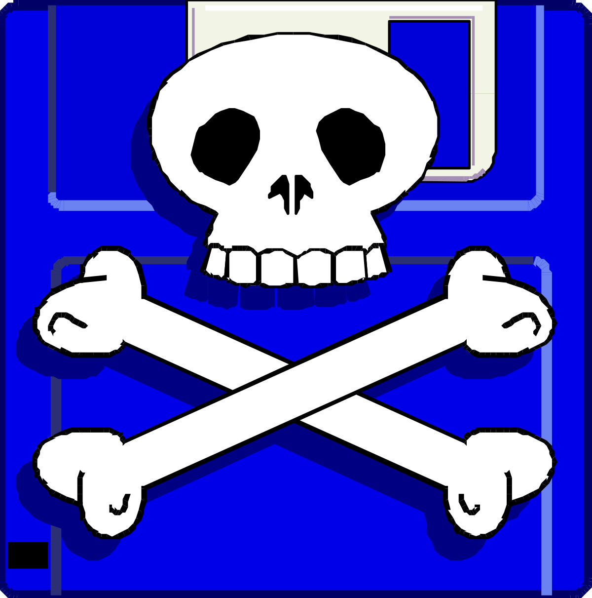 Skull and Crossbones Clipart on Blue Background - Perfect for Designs
