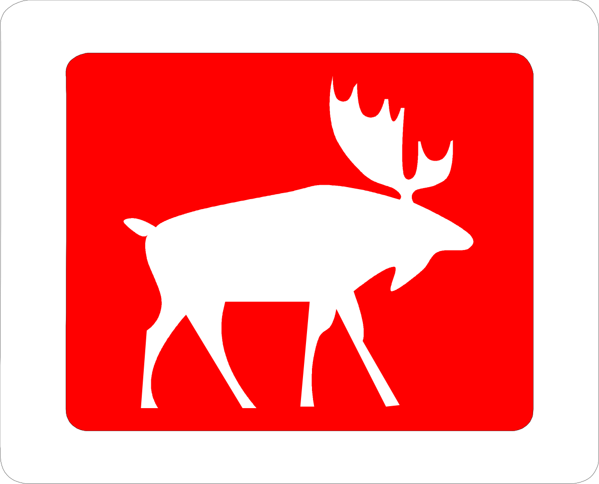 Moose Clipart: Striking Red and White Sign Design for Bold Visuals