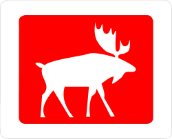 Moose Clipart: Striking Red and White Sign Design for Bold Visuals