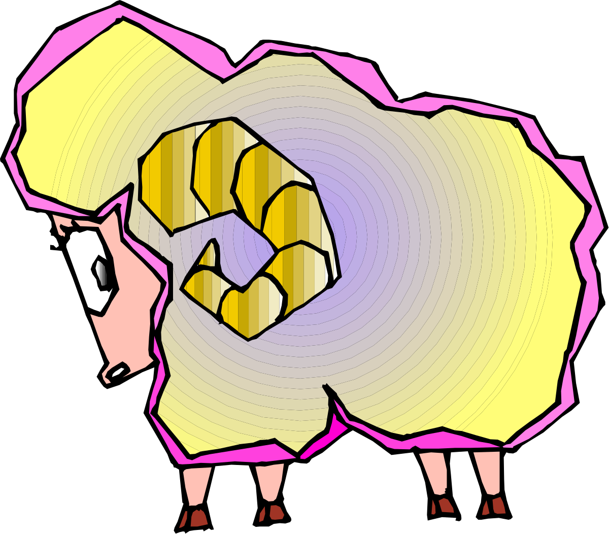 Cartoon Sheep with Yellow and Pink Blanket - Adorable Clipart Design