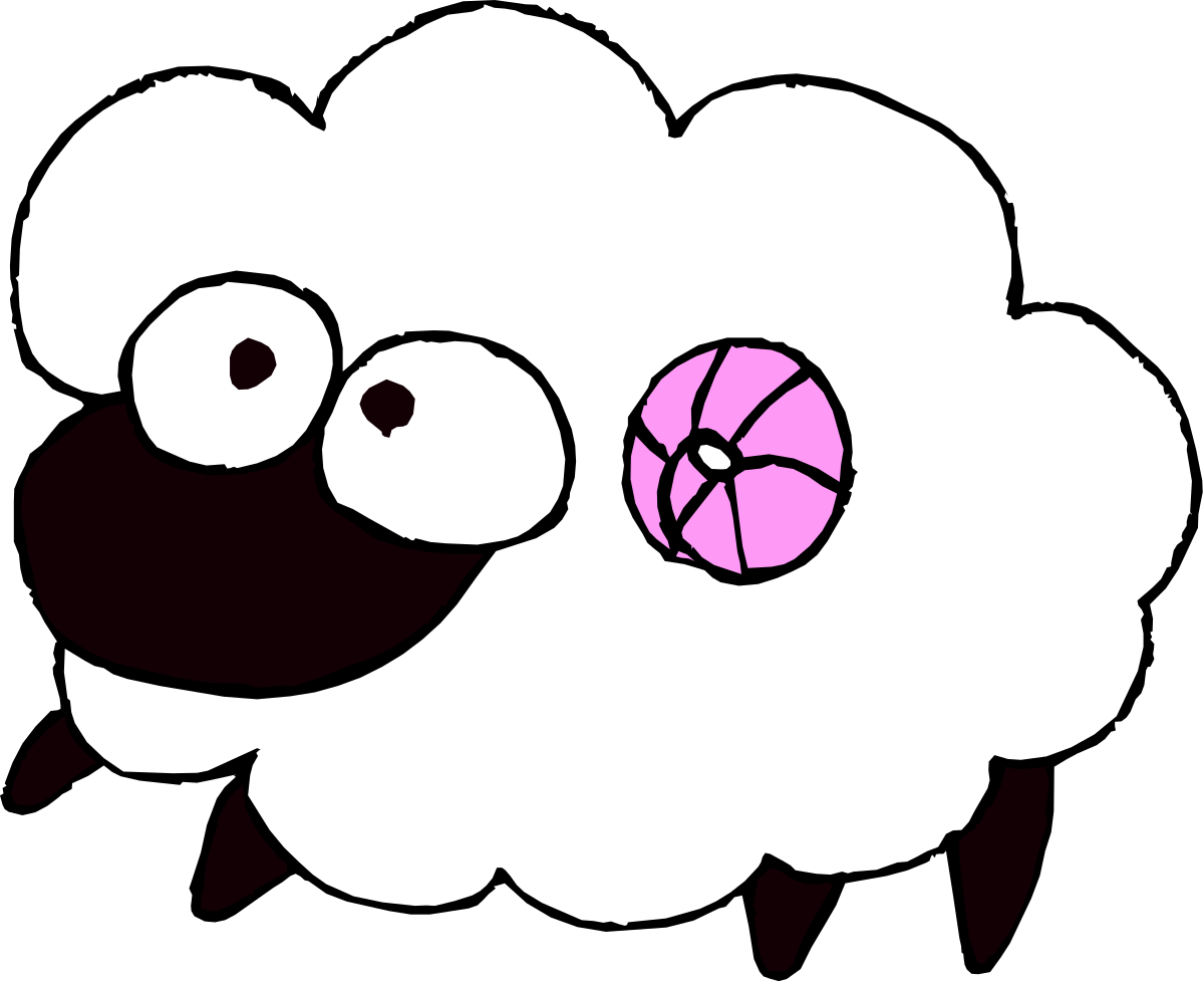 Sheep with Pink Ball - Playful Clipart for Fun Illustrations
