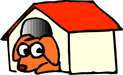 Cartoon Dog House with Red Roof Clipart