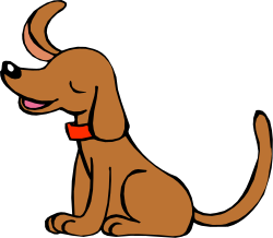 Brown Dog with Red Collar Sitting Down - Charming Clipart for Your Projects