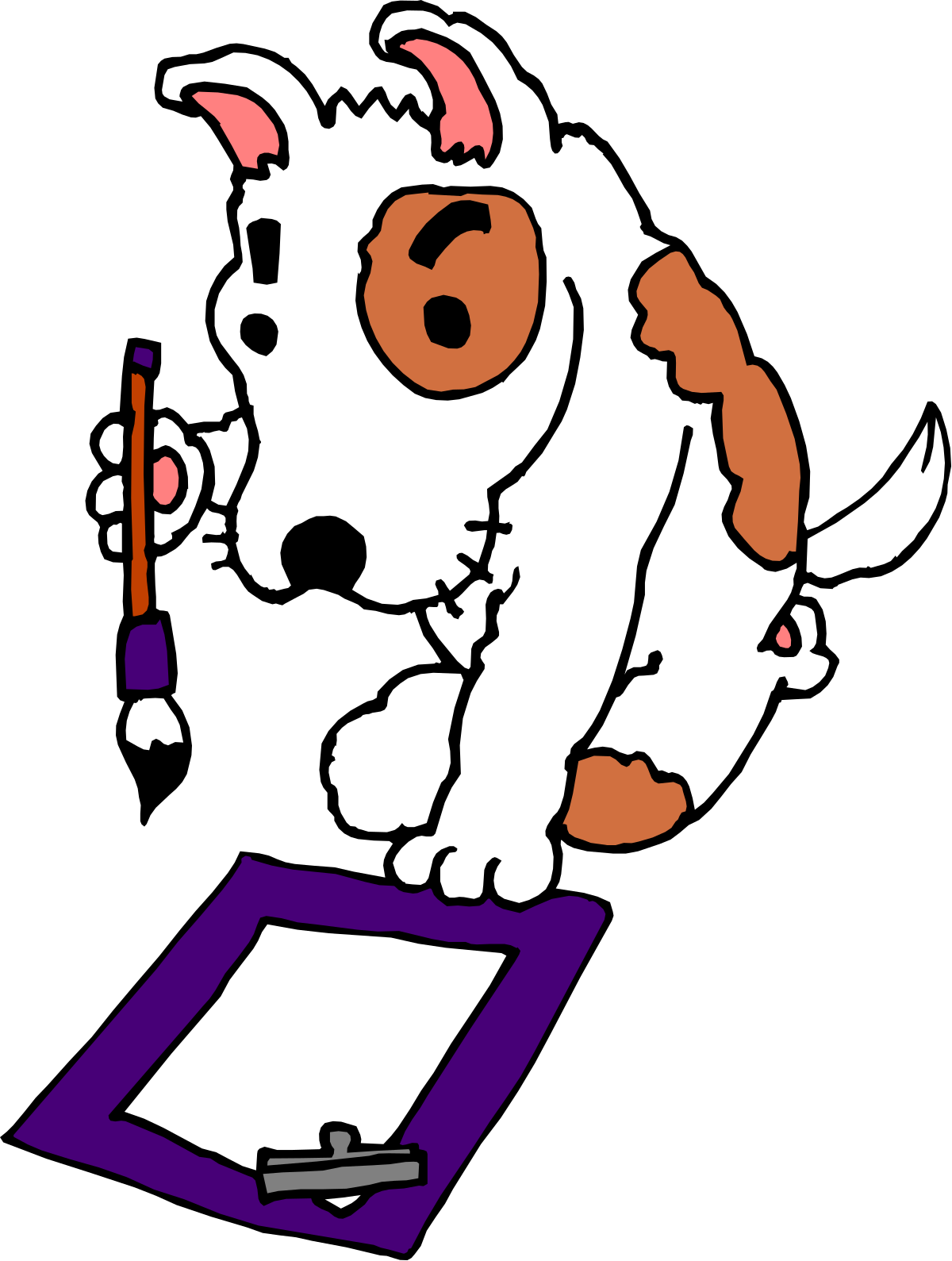 Dog Sitting on Paper Clipart - Whimsical and Cute Illustration