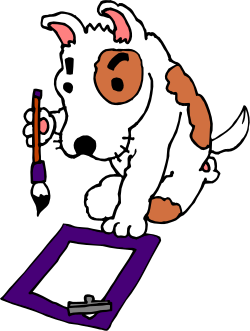 Dog Sitting on Paper Clipart - Whimsical and Cute Illustration