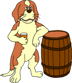 Dog Standing Next to Beer Barrel Clipart - Fun and Playful SVG Illustration