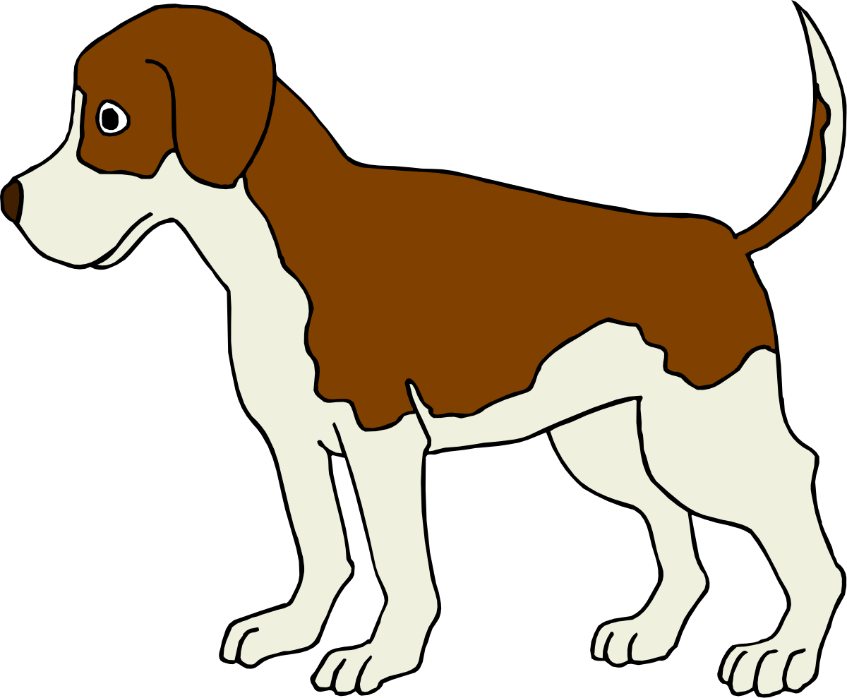 Brown and White Dog Standing on Black Background - High-Quality Clipart