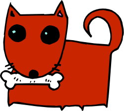 Red Cat Sitting on Red Chair with Bone - Playful Clipart