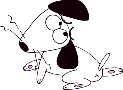 Cartoon Dog Clipart with Pink Nose on Black Background