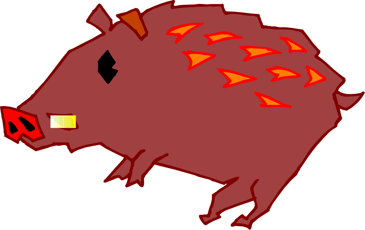Pig Clipart with Red Face and Yellow Nose - Playful Farm Animal Graphics