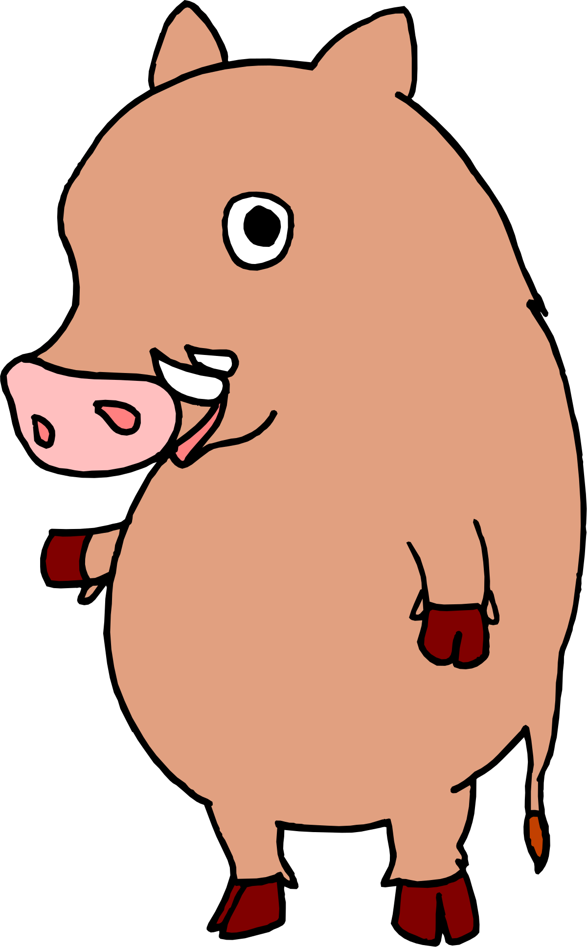Cartoon Pig with Red Nose on Black Background - Fun Clipart for Creative Projects