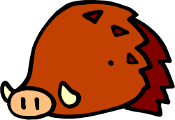 Pig with Red Nose on Black Background Clipart
