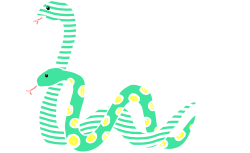 Green and White Striped Snake Clipart: Vibrant and Lively Reptile Illustration