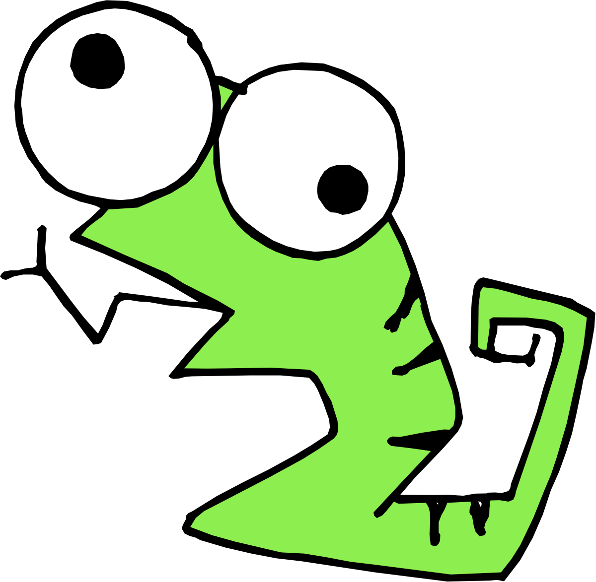 Green Frog with Big Eyes on Black Background - Vibrant Clipart