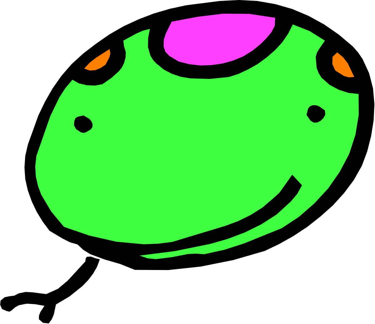 Green Frog with Pink Nose Clipart: Charming Amphibian Illustration
