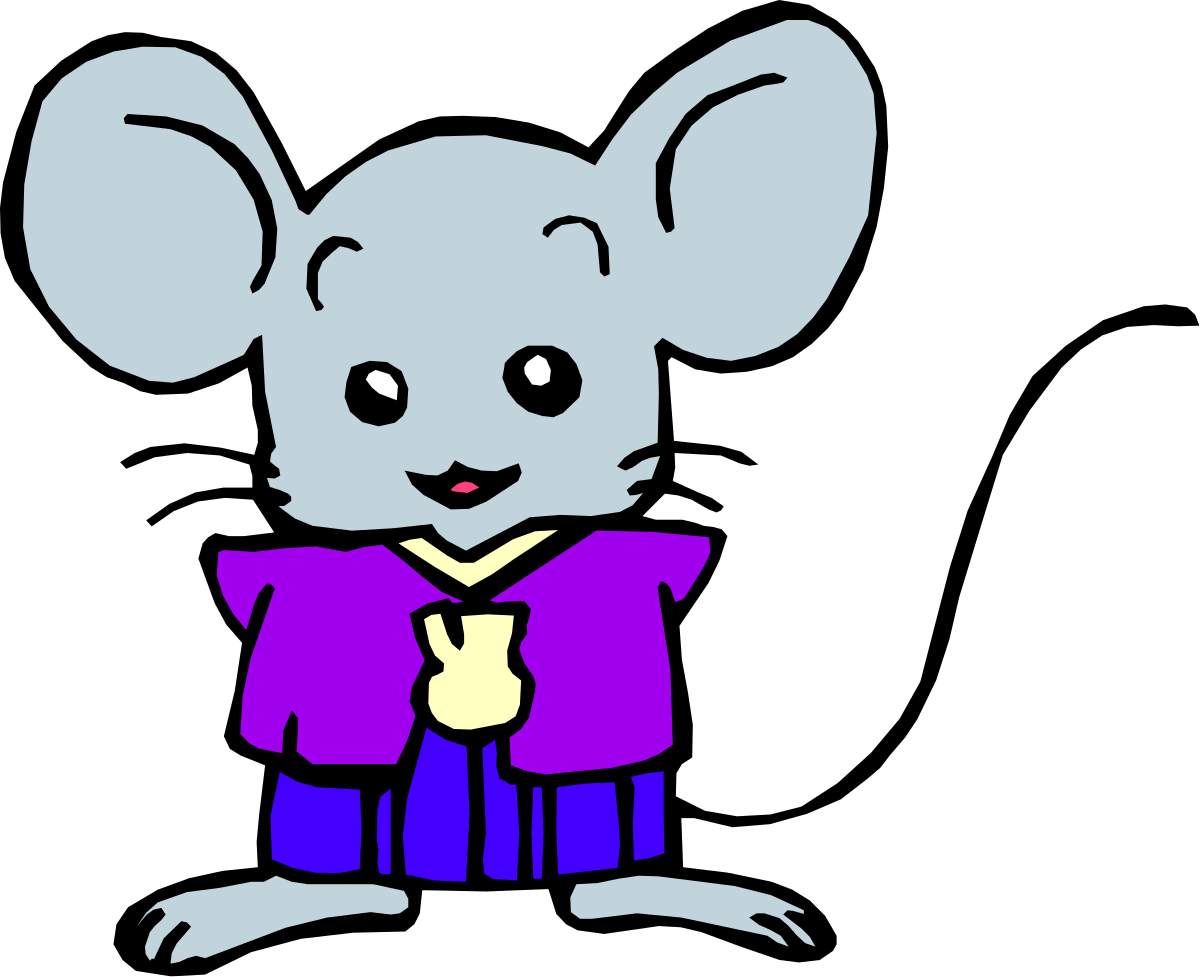 a cartoon mouse with a purple shirt and a yellow tie clip art png transparent Cartoon Mouse in Purple Shirt and Yellow Tie - Fun Clipart