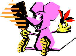 Cartoon Character with Sword and Fire Clipart