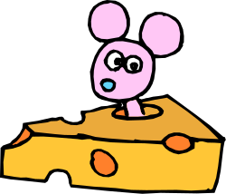 Cheese Delight: Charming Mouse on a Delicious Cheese Slice Clipart
