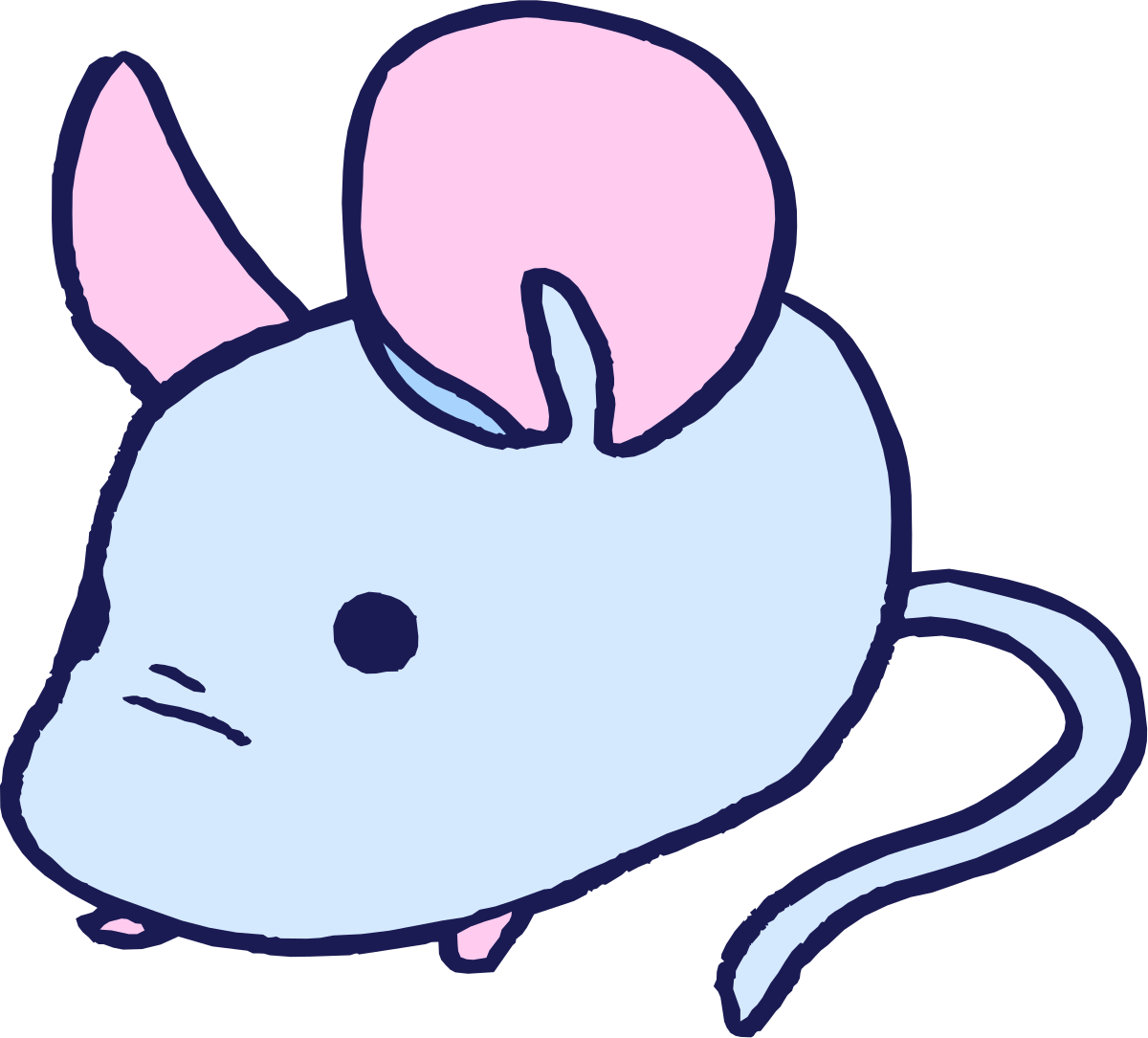 Mouse with Pink Nose and Ears Clipart - Adorable Animal Illustration