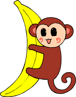 Monkey on a Banana Clipart - Fun and Playful Illustrations