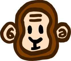 Monkey Face Clipart on Brown and Black Background